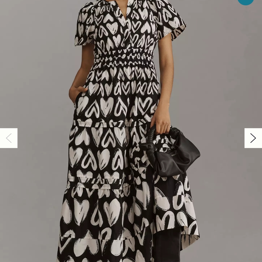 The Somerset Maxi Dress.  Black and White Heart Print Dress
